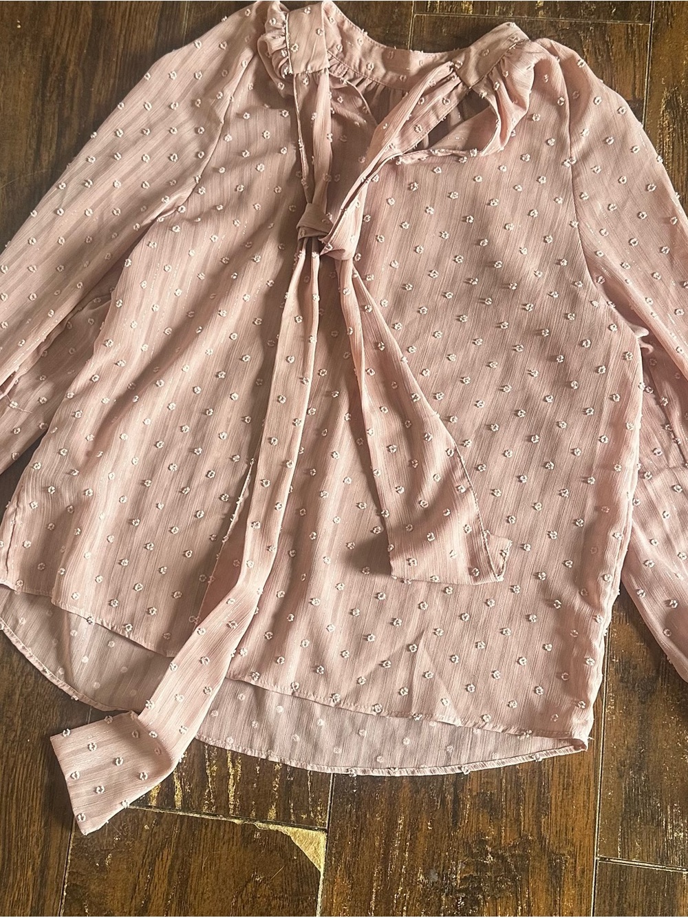 Catherine Malandrino Blush Pink Tie-Neck Blouse